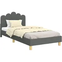 vidaXL Sommier de lit d'enfant avec tête de lit gris foncé 90 x 200 cm Tissu