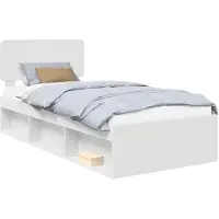 vidaXL Cadre de lit avec tête de lit Blanc 75 x 190 cm Pin massif