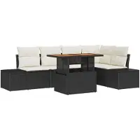 vidaXL Ensemble de canapés de jardin , 6 pièces, noir et crème