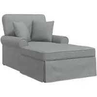 vidaXL Chaise longue avec jupe et coussins 3 pièces Gris clair Tissu