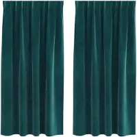 vidaXL Rideaux occultants 2 pcs vert foncé 140 x 175 cm velours