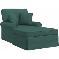 vidaXL Chaise longue avec jupe et coussins 3 pièces Vert foncé Tissu