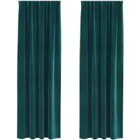 vidaXL Rideaux occultants 2 pcs vert foncé 140 x 260 cm velours