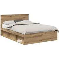 vidaXL Cadre de lit avec tête de lit artisanale en chêne 135 x 190 cm
