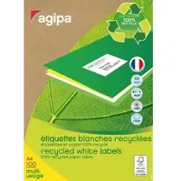 Agipa APLI-Agipa - Papier recyclé - mat - adhésif permanent - blanc - 105 x 37 mm 1600 étiquette(s) (100 feuille(s) x 16 boîte - étiquettes