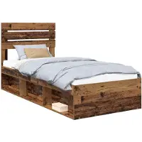 vidaXL Cadre de lit vieux bois 75 x 190 cm Pin massif