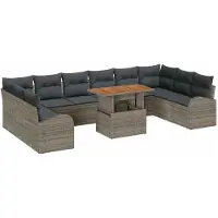 vidaXL Ensemble de salon de jardin , 11 pièces, gris
