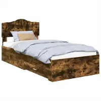 vidaXL Cadre de lit Chêne fumé 70 x 190 cm Bois composite