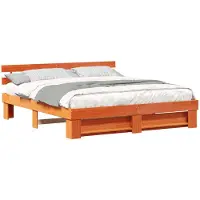 vidaXL Cadre de lit avec tête de lit Marron 200 x 200 cm Pin massif