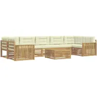 vidaXL Ensemble de salon de jardin 8 pièces, blanc et crème, en bois d'acacia massif