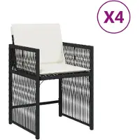 vidaXL Chaises de jardin avec coussins 4 pcs. noir poly rotin