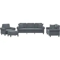 vidaXL Ensemble de canapés 4 pièces avec coussins gris foncé velours