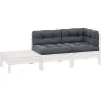 vidaXL Ensemble salon de jardin 3 pièces avec coussins blanc pin massif