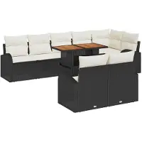 vidaXL Ensemble de salon de jardin , 9 pièces, noir et crème