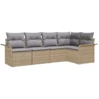 vidaXL Ensemble de canapés de jardin avec coussins 5 pièces Beige Poly-rotin