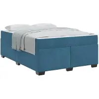 vidaXL Cadre de lit avec matelas bleu foncé 160 x 200 cm Tissu