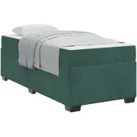 vidaXL Cadre de lit avec matelas Vert foncé 100 x 200 cm Tissu