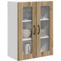 vidaXL Armoire murale en verre LUCCA, chêne artisanal, 60 x 31 x 80 cm