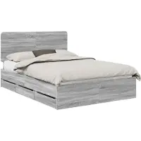 vidaXL Cadre de lit gris Sonoma 150 x 200 cm Bois d'ingénierie