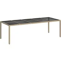 vidaXL : Table de jardin beige en polyrotin
