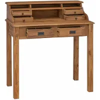 vidaXL Bureau Naturel 89,5 x 49,5 x 100 cm en bois massif de teck