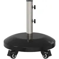 vidaXL Pied de parasol en granit avec roulettes pour mât de 40 à 50 mm, 29 kg, noir