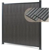 Neu.holz Clôture de jardin « Grassano » - Clôture brise-vue avec 2 poteaux - Module de départ 185 x 180 cm - Résistante aux intempéries - WPC gris