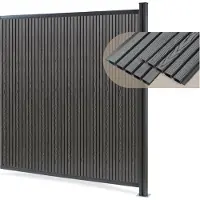 Neu.holz Clôture de jardin « Grassano » - Clôture brise-vue avec 1 poteau - Module d'extension 185 x 175 cm - Résistante aux intempéries - WPC gris