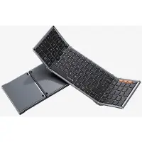 Merkloos Clavier Bluetooth pliable - Clavier sans fil pleine taille - Clavier de voyage portable - Pour ordinateur portable, tablette, iPad, Smartphone, Windows, Android & iOS - Space Grey