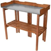 Garten Table à plantes avec feuille de zinc - Tablette en bois - Pliable - 94 x 43 x 86 cm