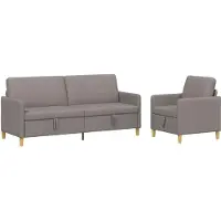 vidaXL Ensemble de canapés avec rangement, 2 pièces, couleur taupe, revêtement en polyester