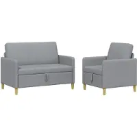 vidaXL Ensemble de canapés avec rangement, 2 pièces, polyester gris clair