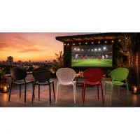 Homestyle4u Chaise de jardin Lot de 4 Vert Chaises design moderne Plastique Chaises exterieur Chaises empilable Chaise de cuisine