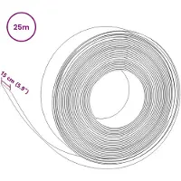 vidaXL Bordure de jardin 25 m, 15 cm, PE, gris