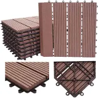 MCW Carreau de sol WPC Rhône + bordure, aspect bois, 11x chaque 30x30cm = 1m² Premium