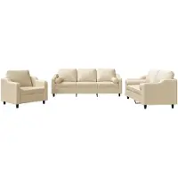 vidaXL Ensemble de canapés 3 pièces avec coussins Crème Tissu