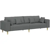 vidaXL Canapé avec coussins, gris foncé, 250 x 77 x 76 cm, tissu