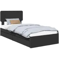 vidaXL Lit coffre de rangement, réglable, noir, 75 x 190 cm, en bois composite