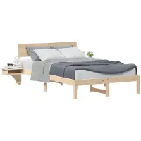 vidaXL Cadre de lit avec tête de lit Marron 140 x 200 cm Pin massif