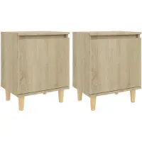 vidaXL Tables de chevet pieds en bois 2 pcs Chêne sonoma 40x30x50 cm