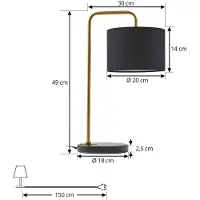 LINDBY Lampe de Table , Hillary, Noir, Salon / séjour, Tissu / textile, Scandinave