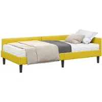 vidaXL : Structure de lit à angle avec matelas, autres, 2 pièces, jaune, velours