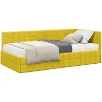 vidaXL Cadre de lit d'angle avec matelas avec tête de lit 2 pcs jaune velours