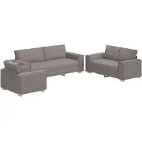 vidaXL Canapé 3 pièces Taupe 220 x 80 x 84 cm Tissu mélangé lin