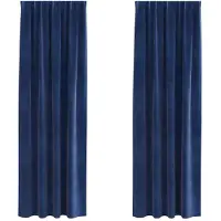 vidaXL Rideaux occultants 2 pcs bleu foncé 140 x 245 cm velours