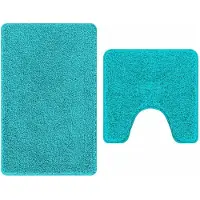vidaXL Set de 2 Tapis de Bain Turquoise en Polypropylène Antidérapant