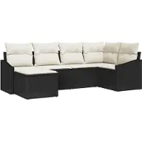 vidaXL Salon de jardin avec coussins 6 pcs noir et crème