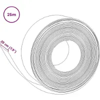 vidaXL Bordure de jardin 25 m, 20 cm, PE, gris