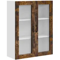 vidaXL Armoire murale en verre PORTO, chêne fumé, 80 x 31 x 100 cm