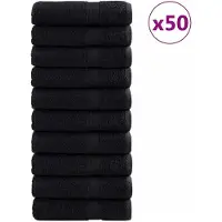 vidaXL Serviettes d'Invité 600 gsm SOLUND 50 pcs Noir 50 x 100 cm